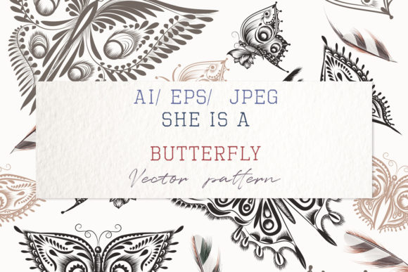 Cute Pattern with Stylized Butterflies
