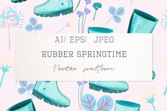 Cute Spring Pattern Blue Rubber Boots: A Versatile Vector Design for Modern Creative Professionals