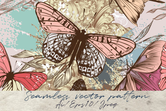 Fashion Vector Pattern with Butterflies