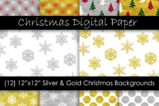 Gold Silver Christmas Digital Paper
