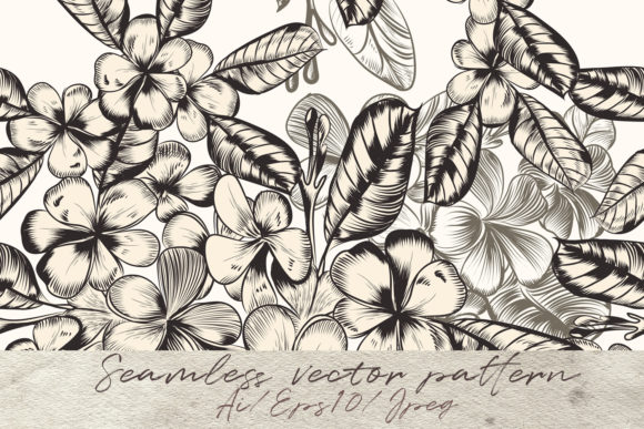 Hand Drawn Tropical Flowers in Vintage