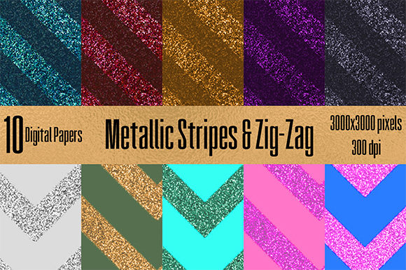 Metallic Stripes Zig-Zag Digital Paper: A Versatile Creative Resource for Designers and Crafters