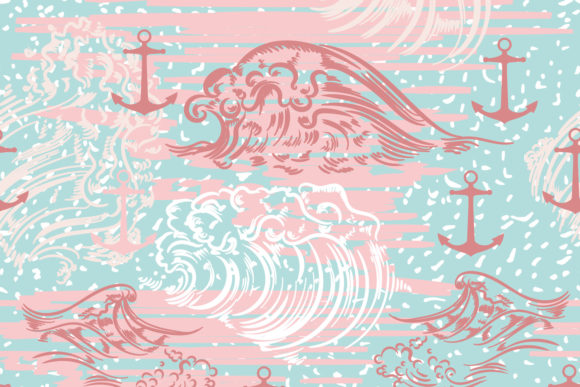 Ocean Summer Vector Pattern with Waves